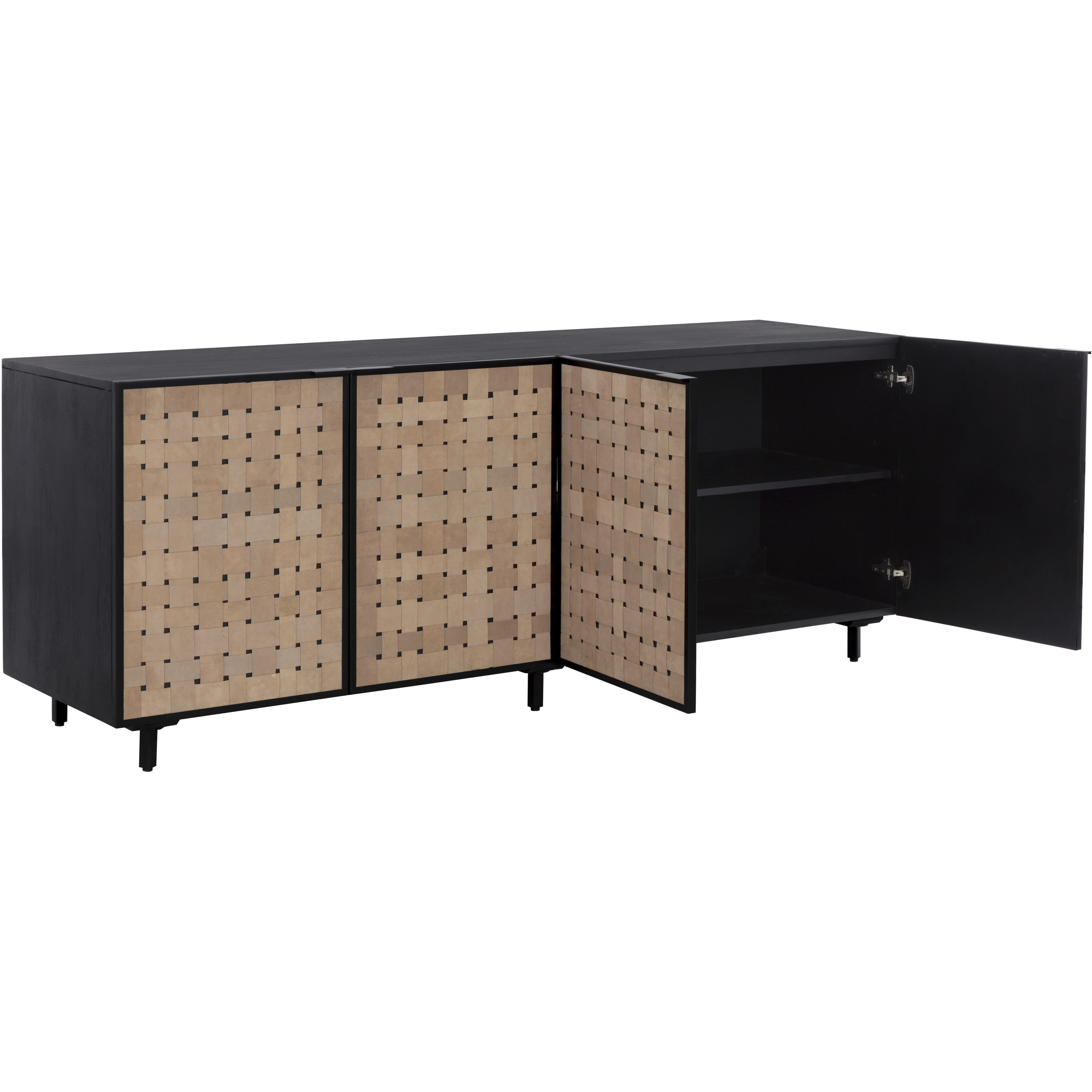 Omari 80 X 22 inch Suede Light Tan Leather Sideboard, Large